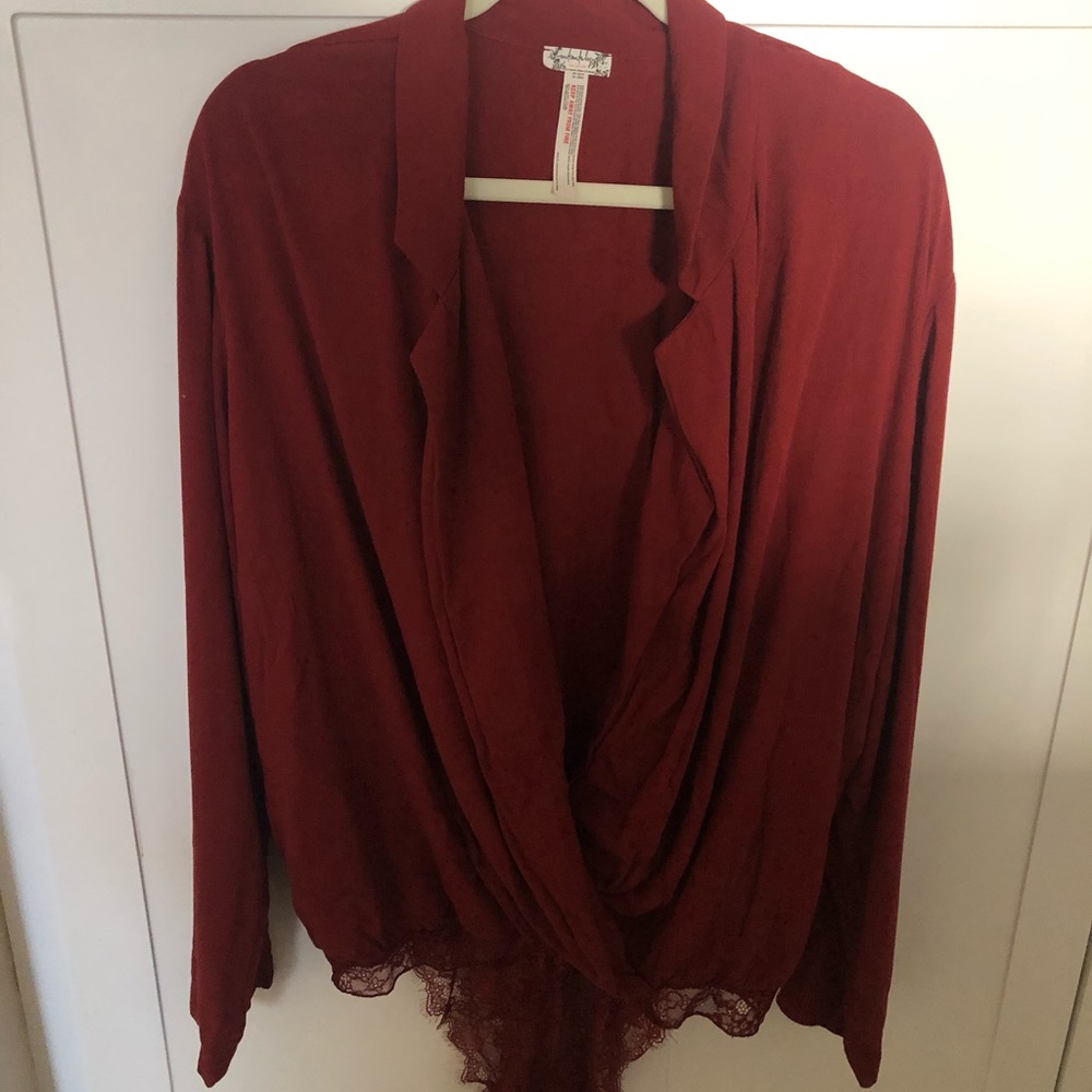 Free People Body Suit NEW Dark Red Size L